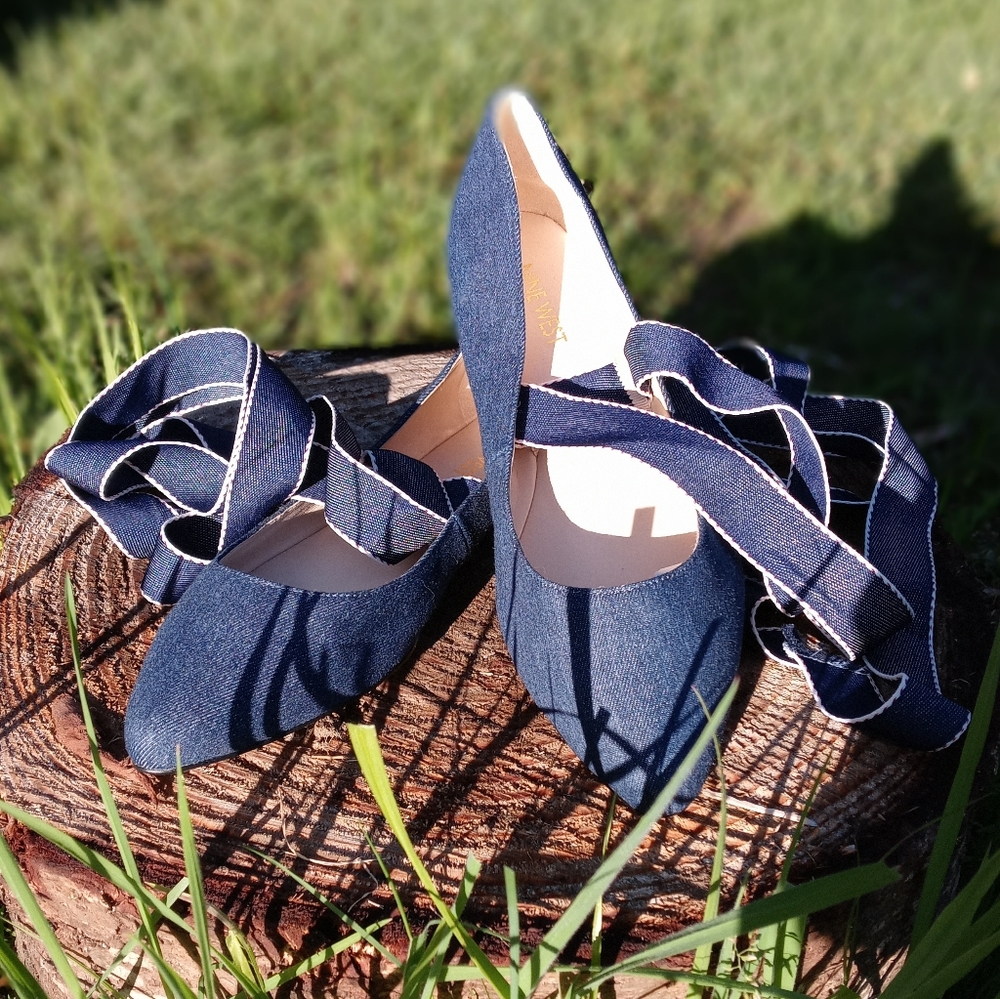 Nine West denim lace-up flats